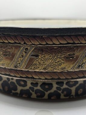 Decorative Brass-Tone and Black Serving Bowl Rim